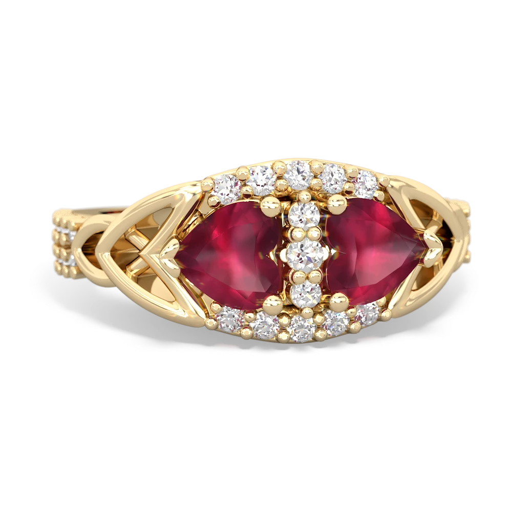 Ruby Sparkling Celtic Knot 14K Yellow Gold ring R2645