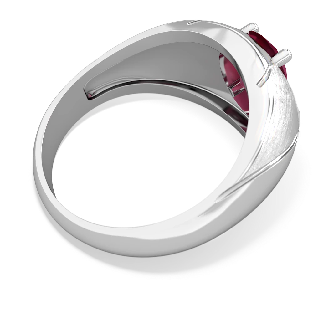 Ruby Men's 14K White Gold ring R0361 - front view