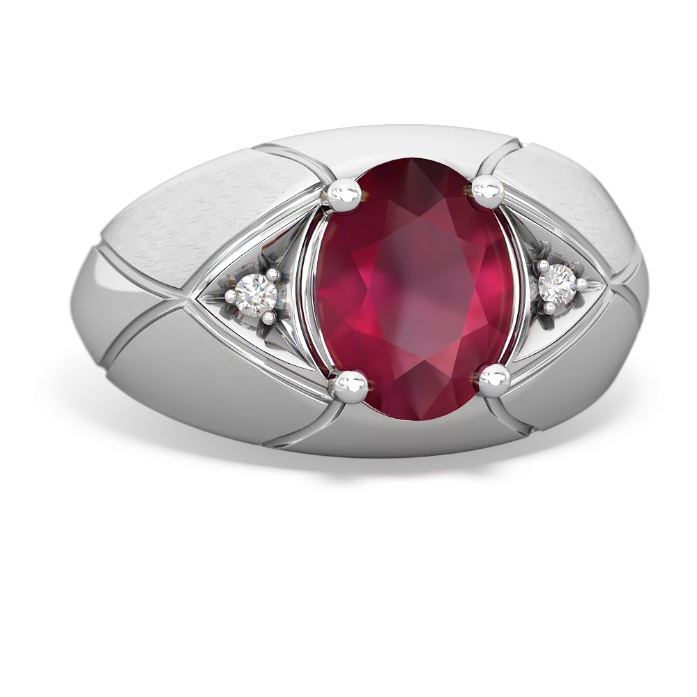 Ruby Men's Crossroads 14K White Gold ring R0361