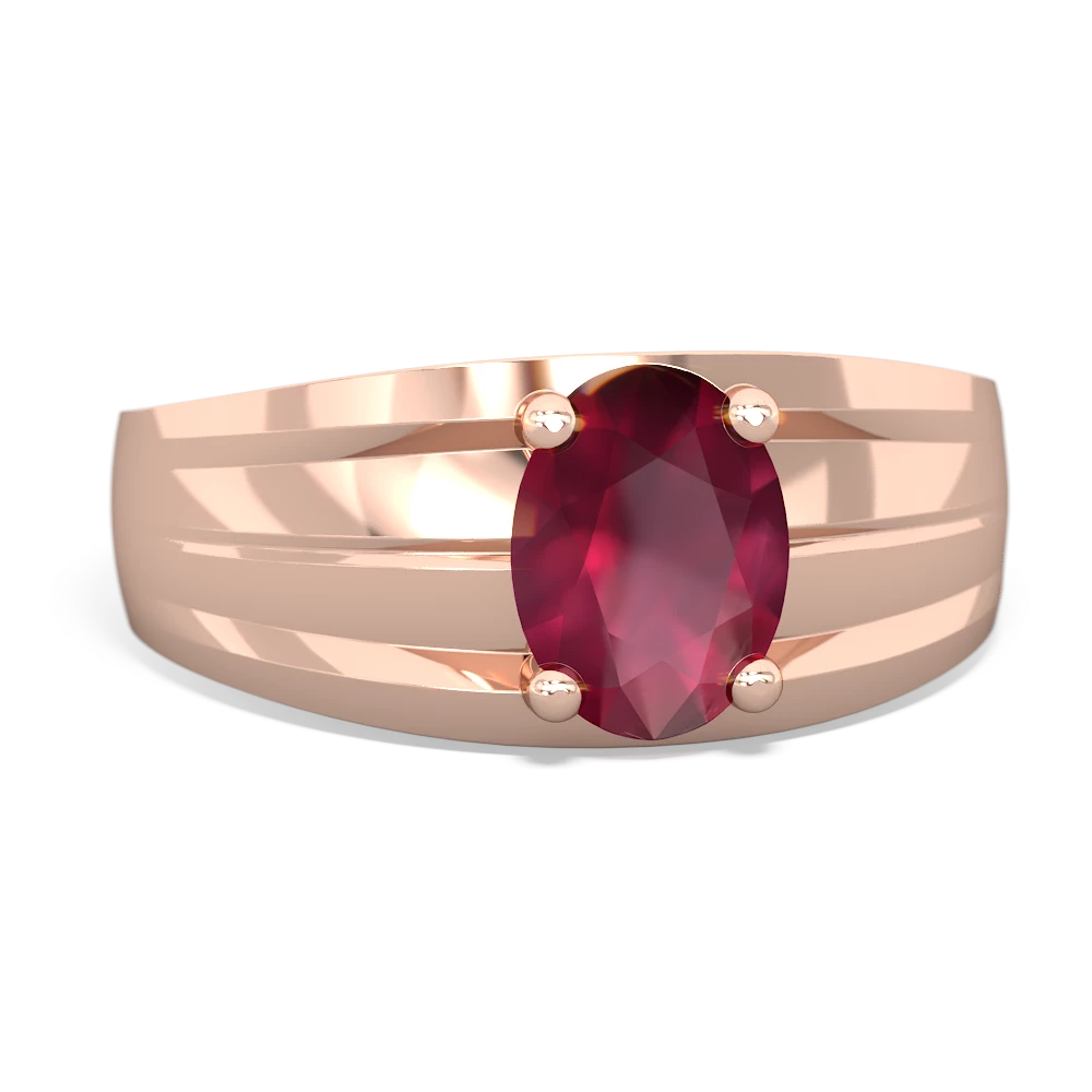 Ruby Men's Two Lane 14K Rose Gold ring R0363