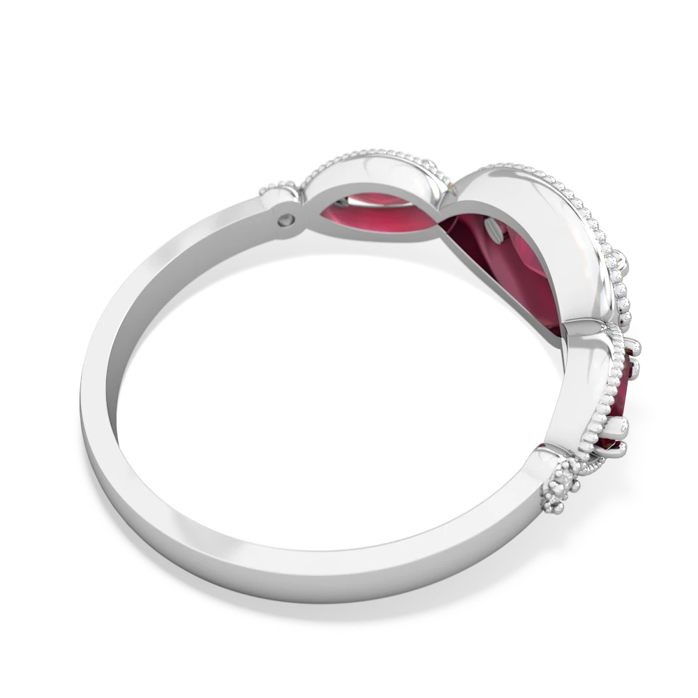 Ruby Milgrain Marquise 14K White Gold ring R5700