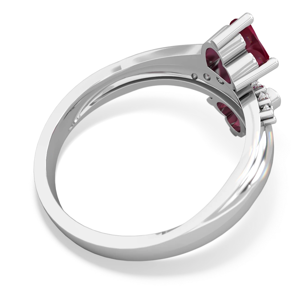 Ruby Heart To Heart 14K White Gold ring R2064