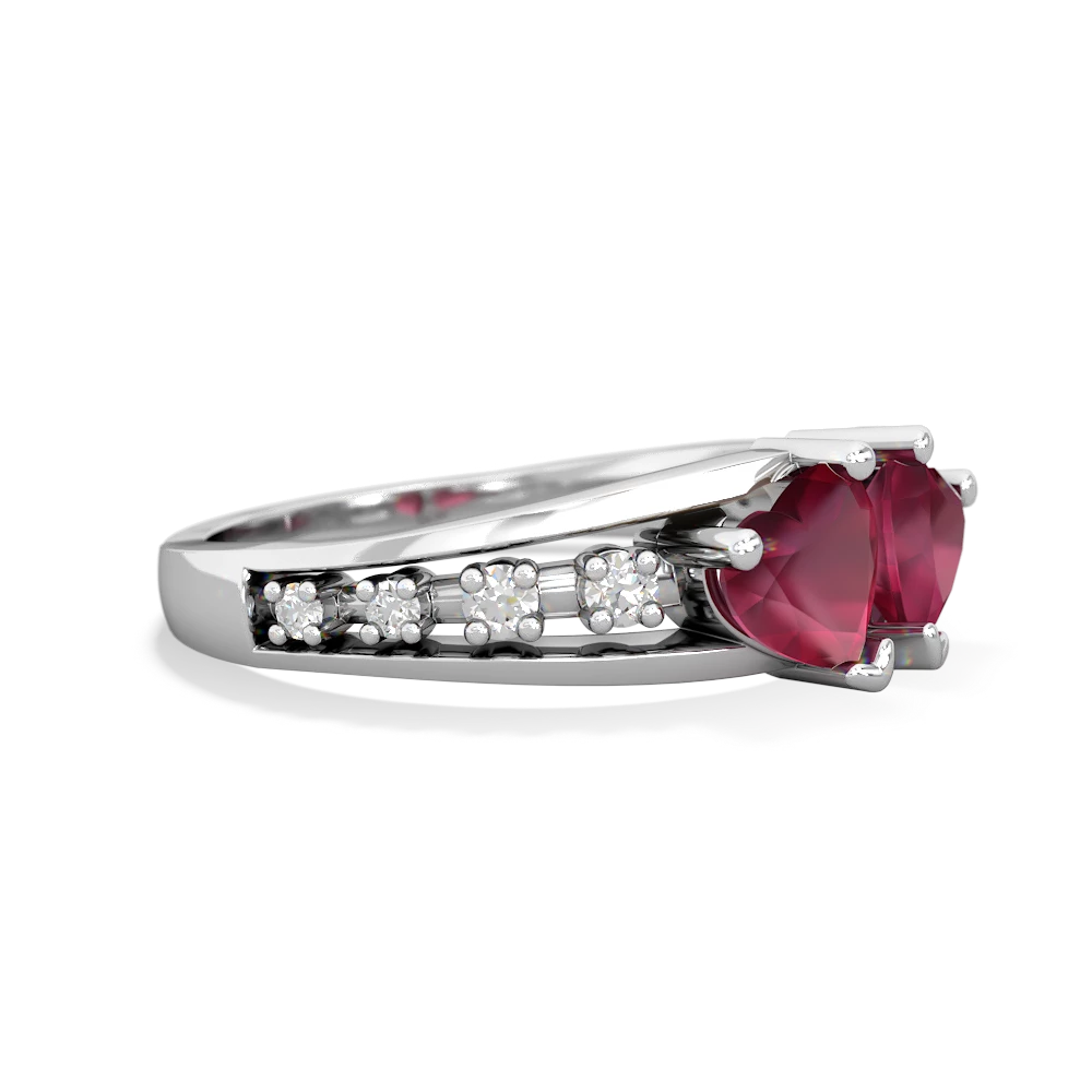 Ruby Heart To Heart 14K White Gold ring R3342