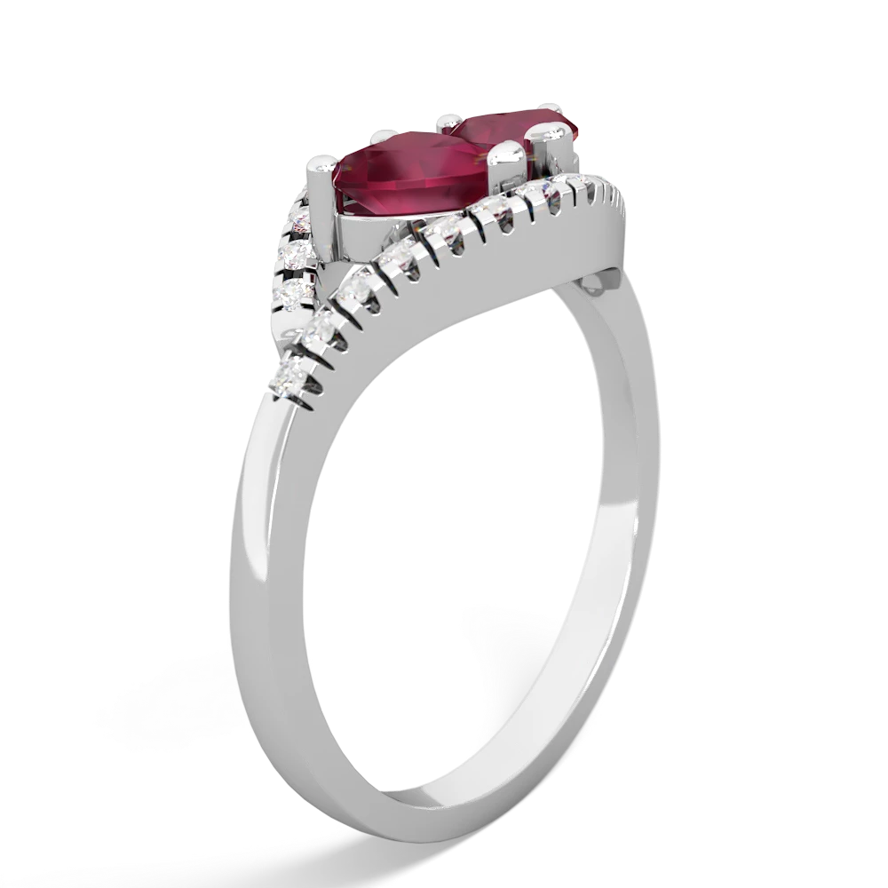 Ruby Mother Child ring 14K White Gold JewelsForMe