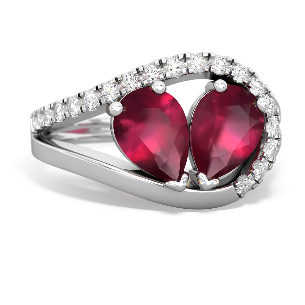Ruby Nestled Heart Keepsake 14K White Gold ring R5650