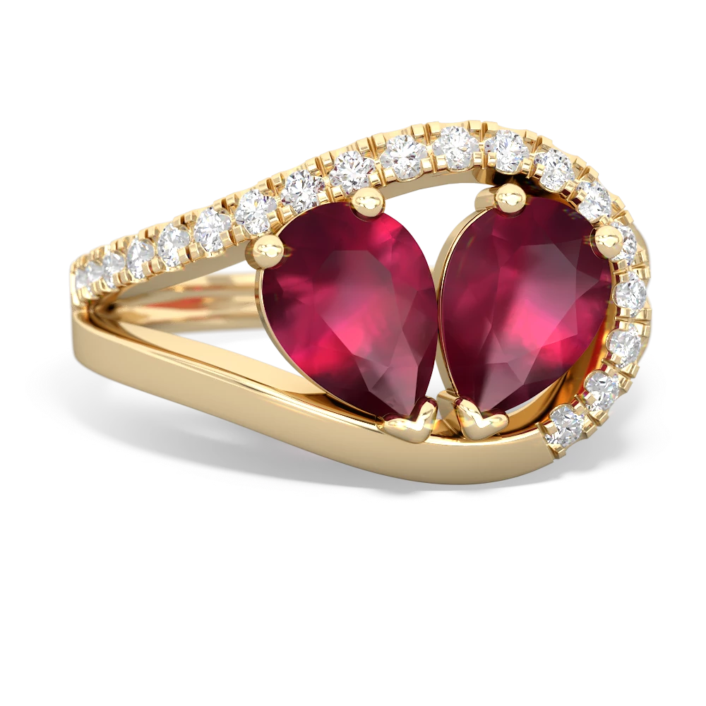 Ruby Nestled Heart Keepsake 14K Yellow Gold ring R5650