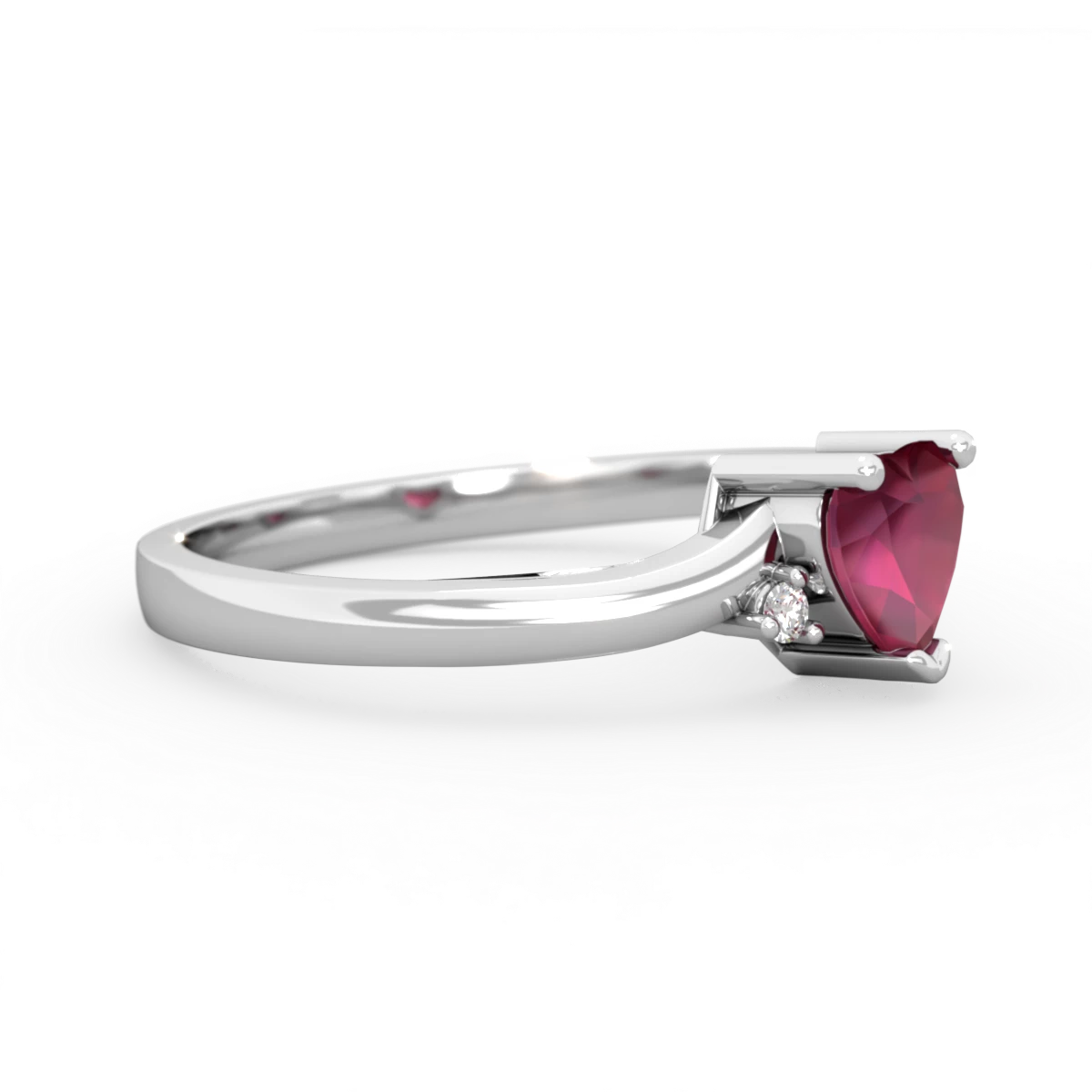 Ruby Delicate Heart 14K White Gold ring R0203