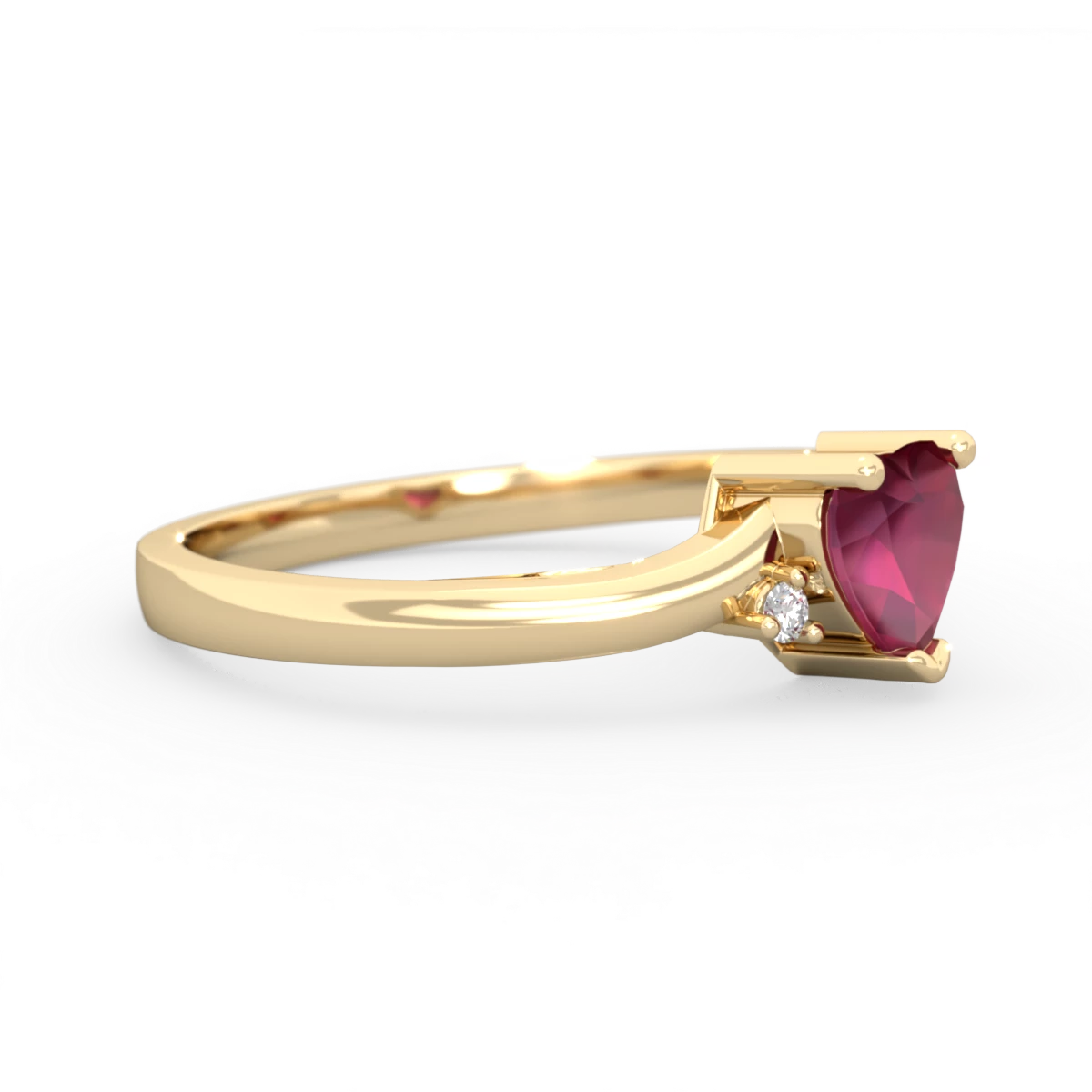 Ruby Delicate Heart 14K Yellow Gold ring R0203