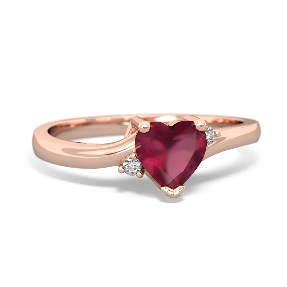 Ruby Delicate Heart 14K Rose Gold ring R0203