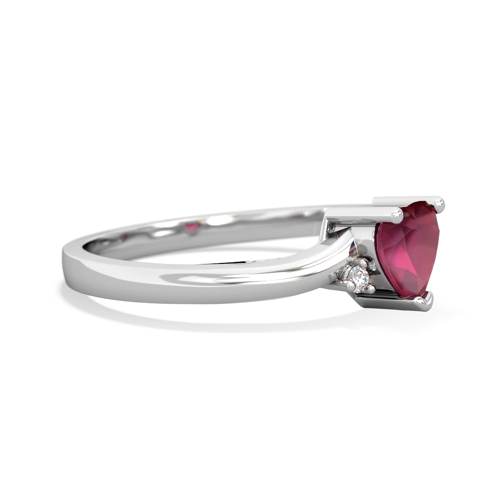 Ruby Delicate Heart 14K White Gold ring R0203