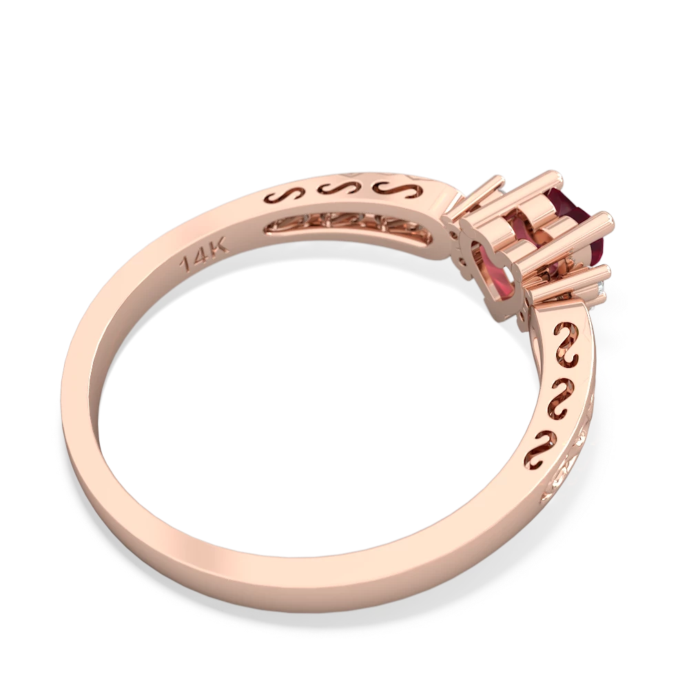 Ruby Filligree Scroll Heart 14K Rose Gold ring R2429