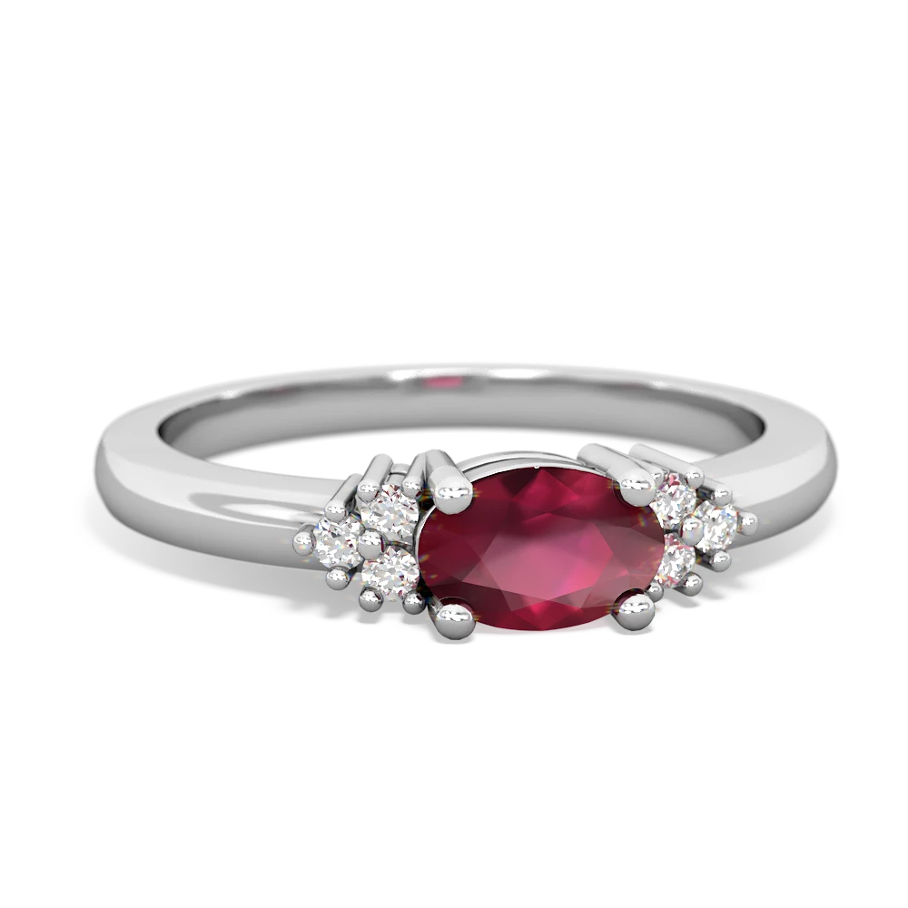 Ruby Simply Elegant East-West 14K White Gold ring R2480