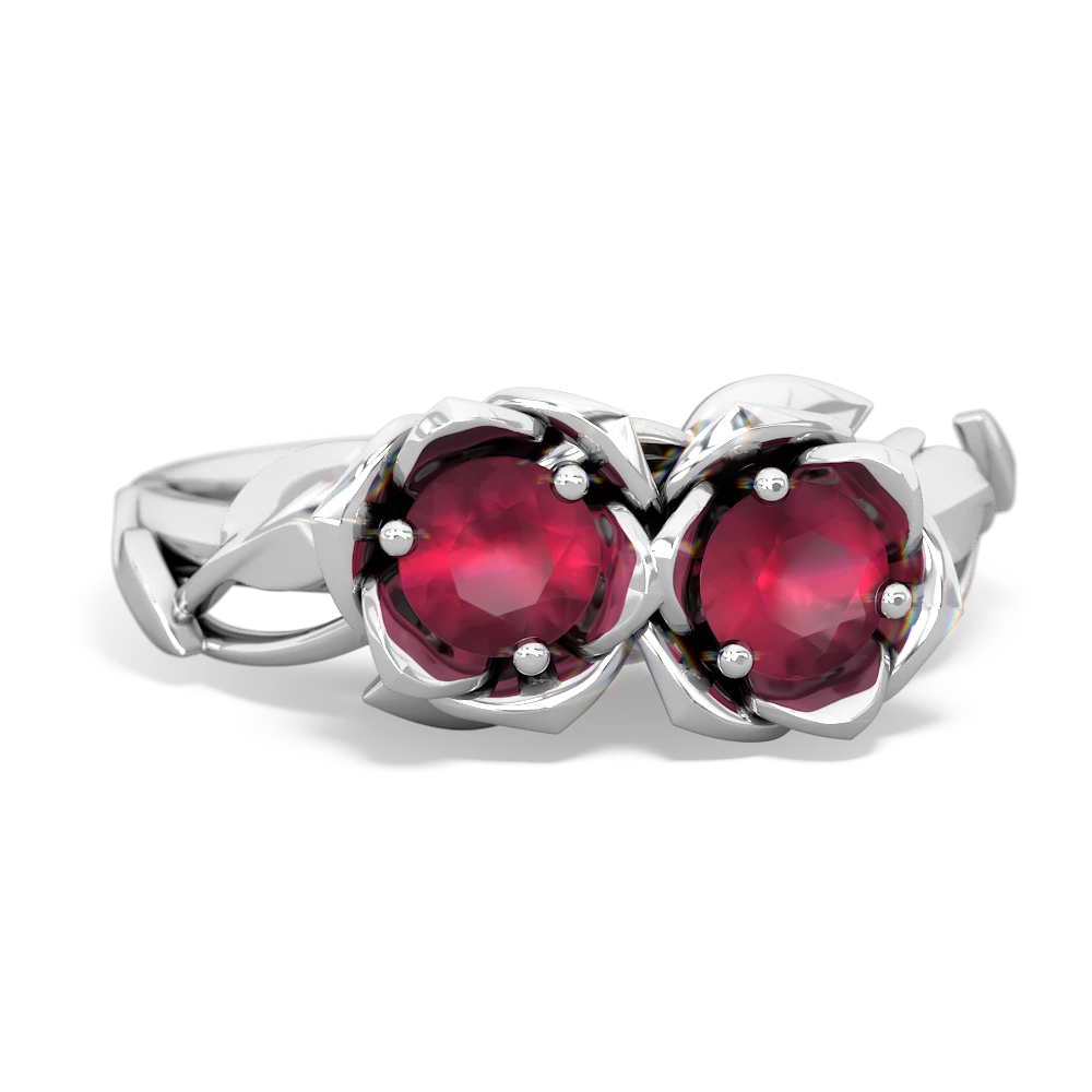 Ruby Rose Garden 14K White Gold ring R5510