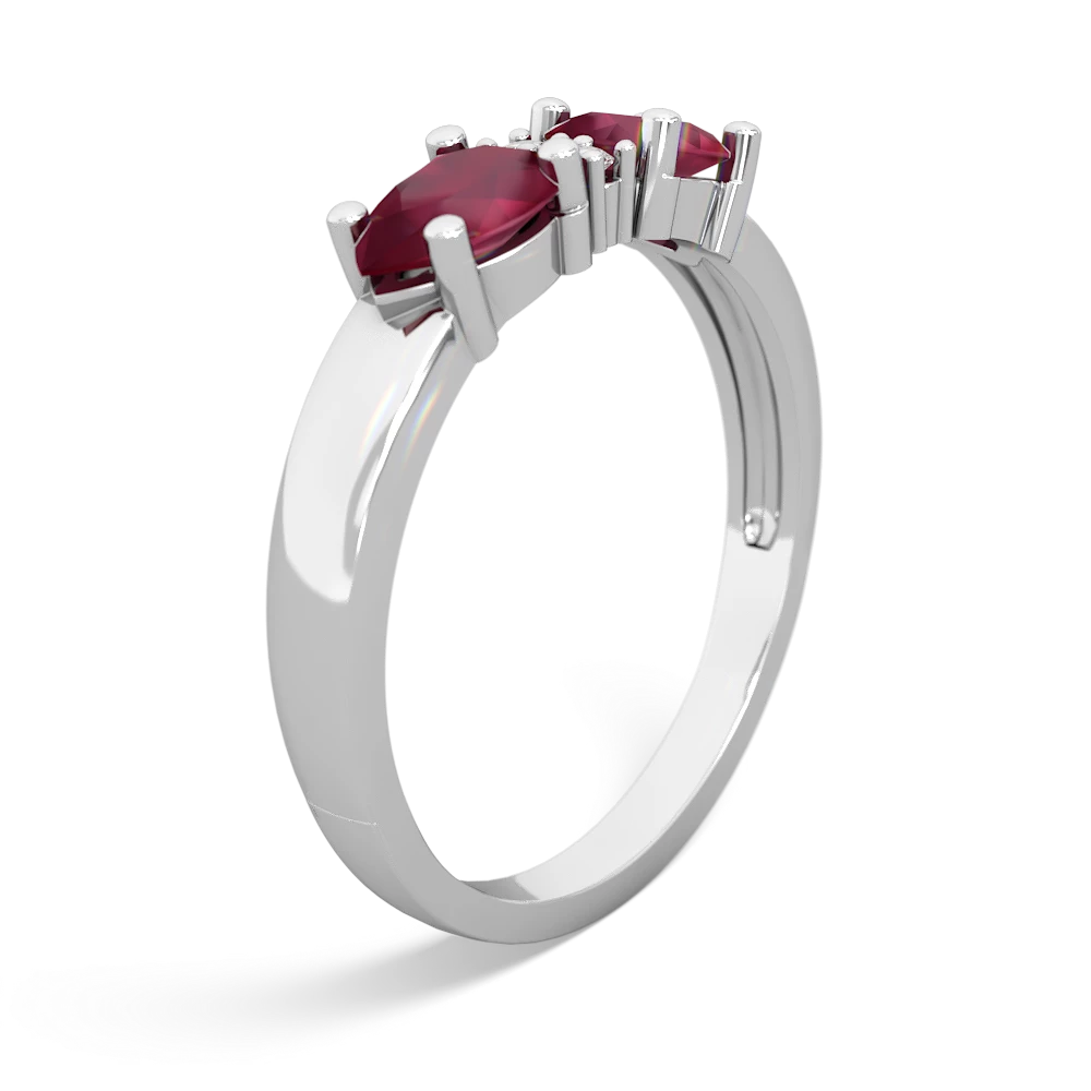 Ruby Pear Bowtie 14K White Gold ring R0865