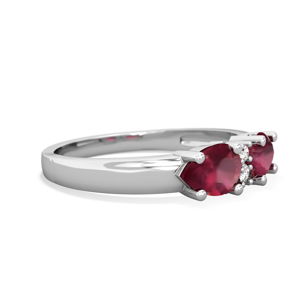 Ruby Pear Bowtie 14K White Gold ring R0865