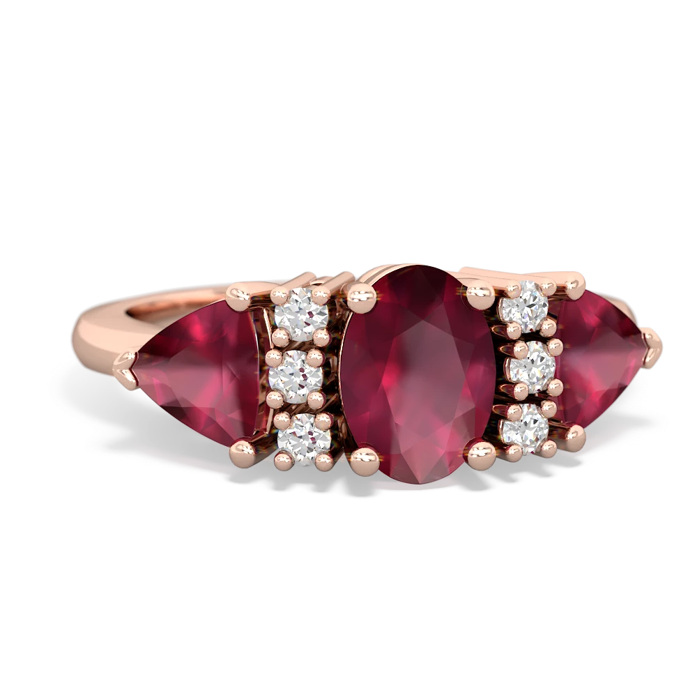 Ruby Antique Style Three Stone 14K Rose Gold ring R2186