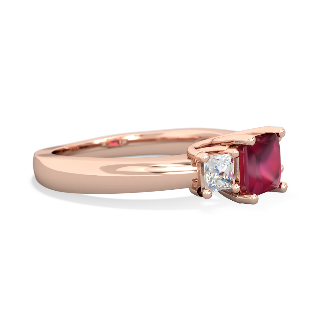 Ruby Three Stone Trellis 14K Rose Gold ring R4015