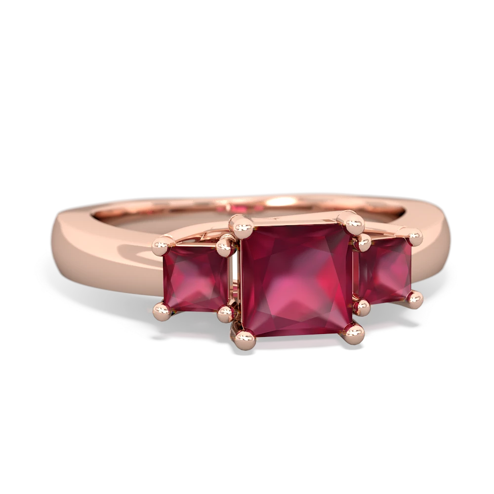 Ruby Three Stone Trellis 14K Rose Gold ring R4015