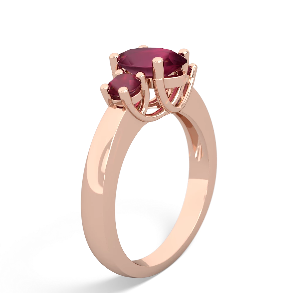 Ruby Three Stone Oval Trellis 14K Rose Gold ring R4024