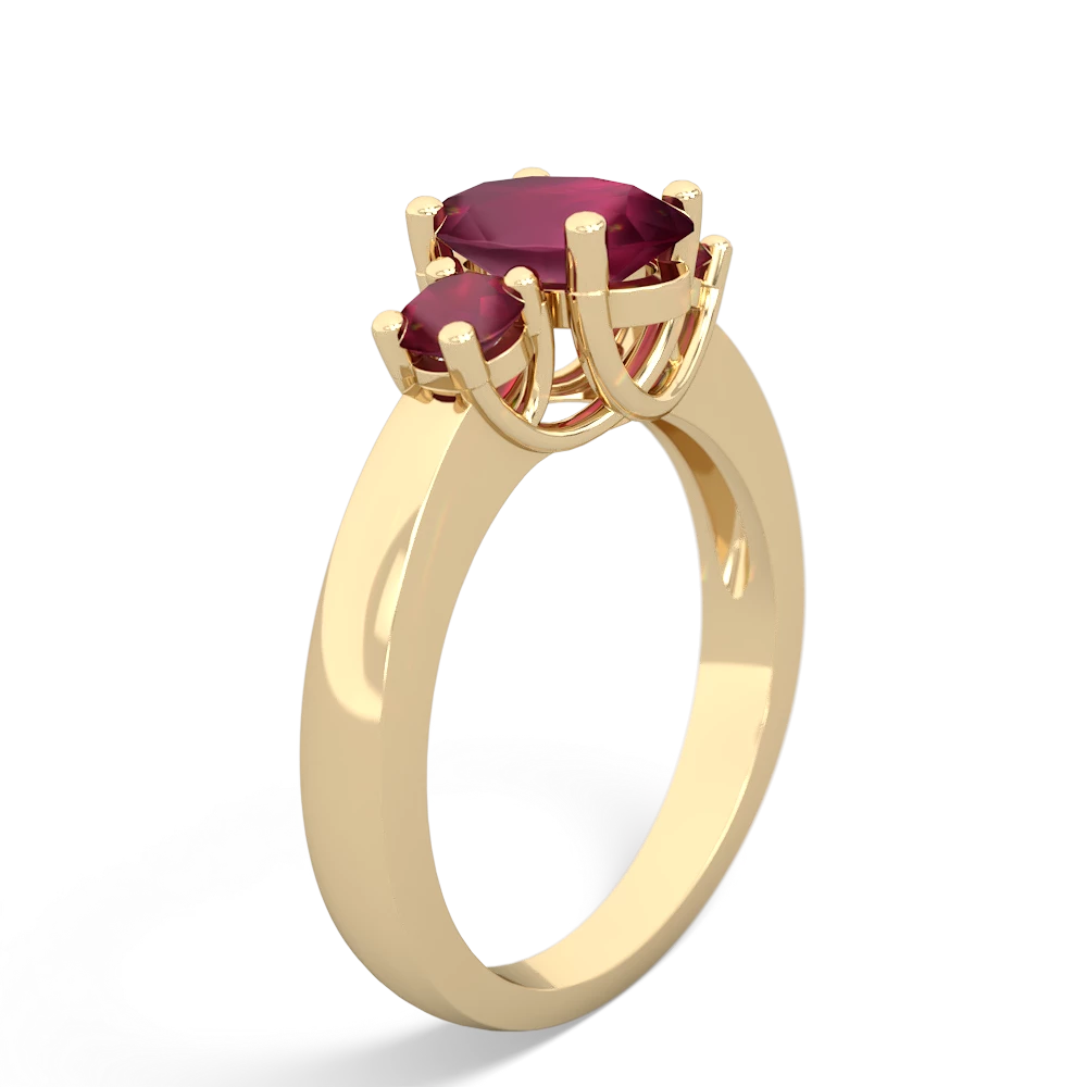 Ruby Three Stone Oval Trellis 14K Yellow Gold ring R4024