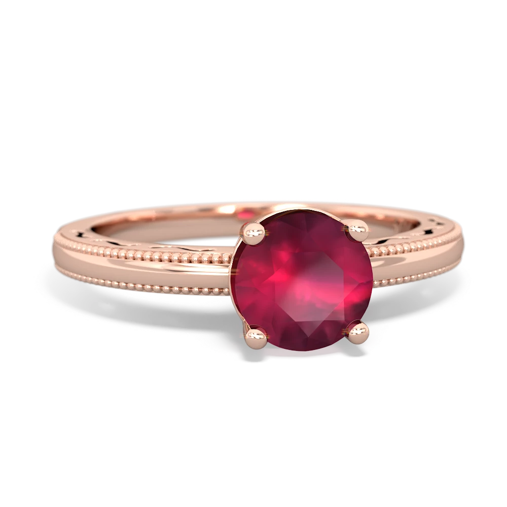 Ruby Milgrain Filigree 14K Rose Gold ring R5090