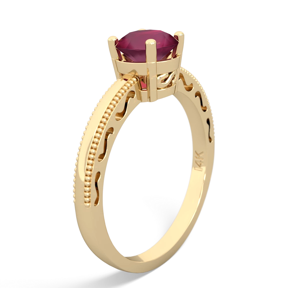 Ruby Milgrain Filigree 14K Yellow Gold ring R5090