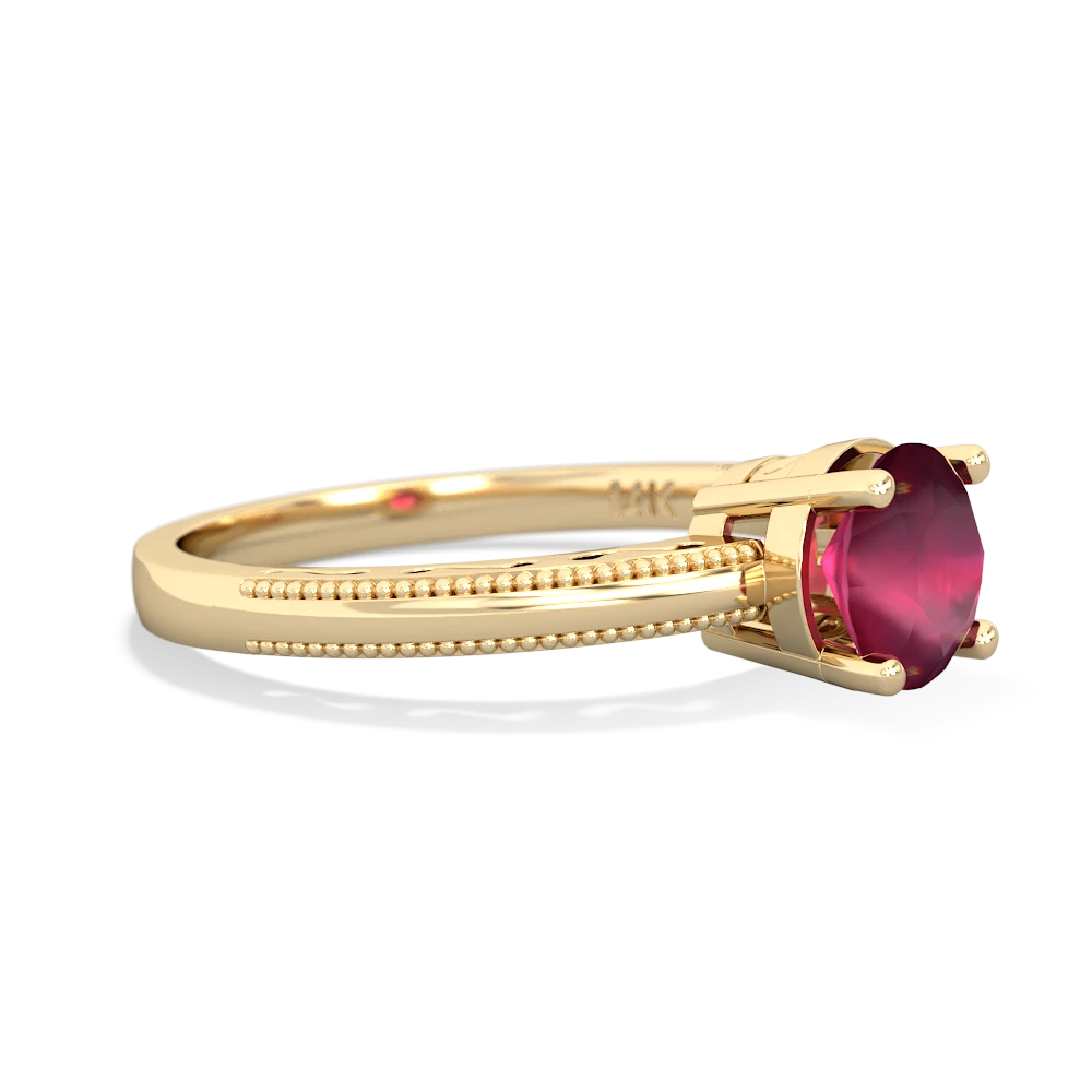 Ruby Milgrain Filigree 14K Yellow Gold ring R5090