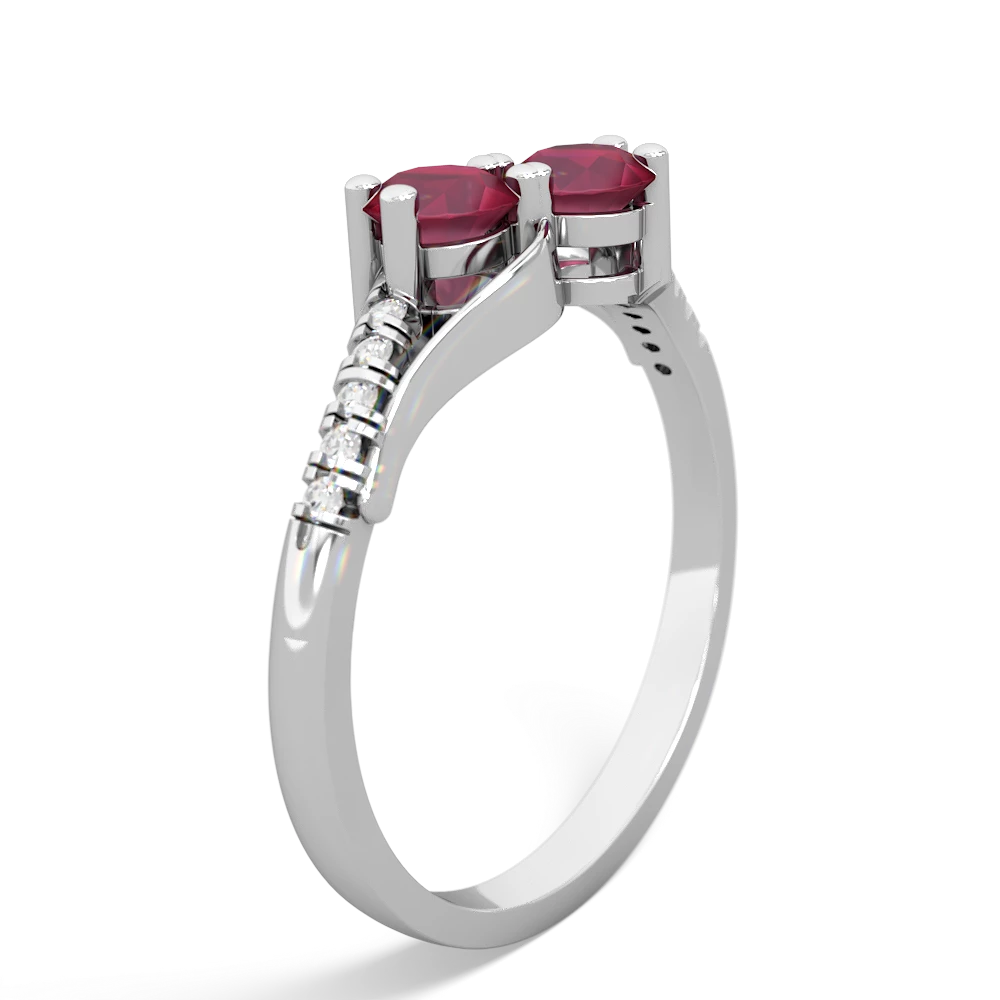 Ruby Infinity Pave Two Stone 14K White Gold ring R5285