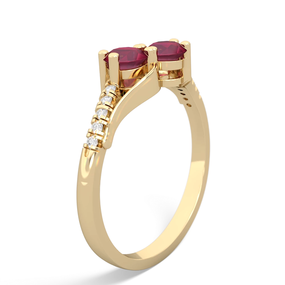 Ruby Infinity Pave Two Stone 14K Yellow Gold ring R5285