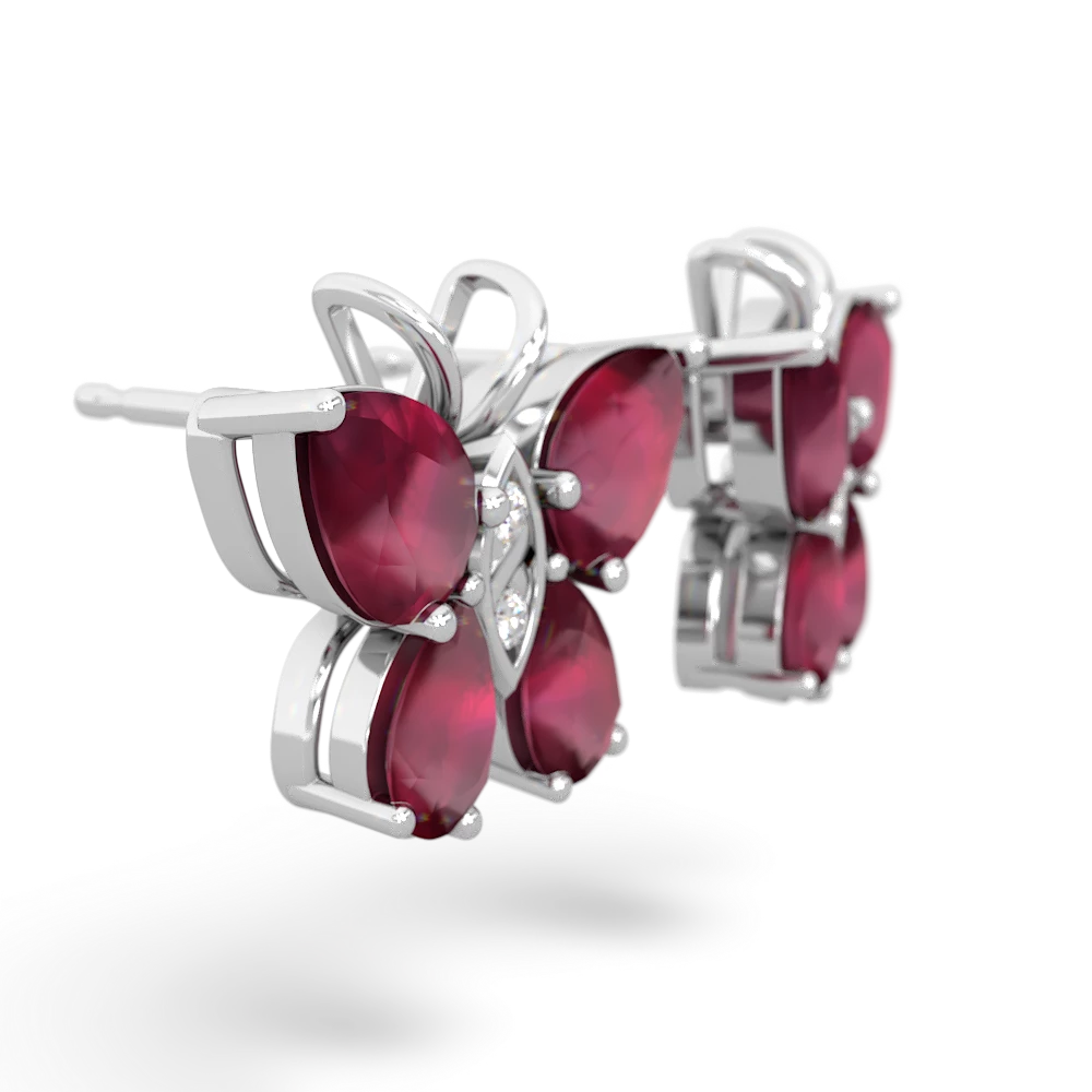 Ruby Butterfly 14K White Gold earrings E2215