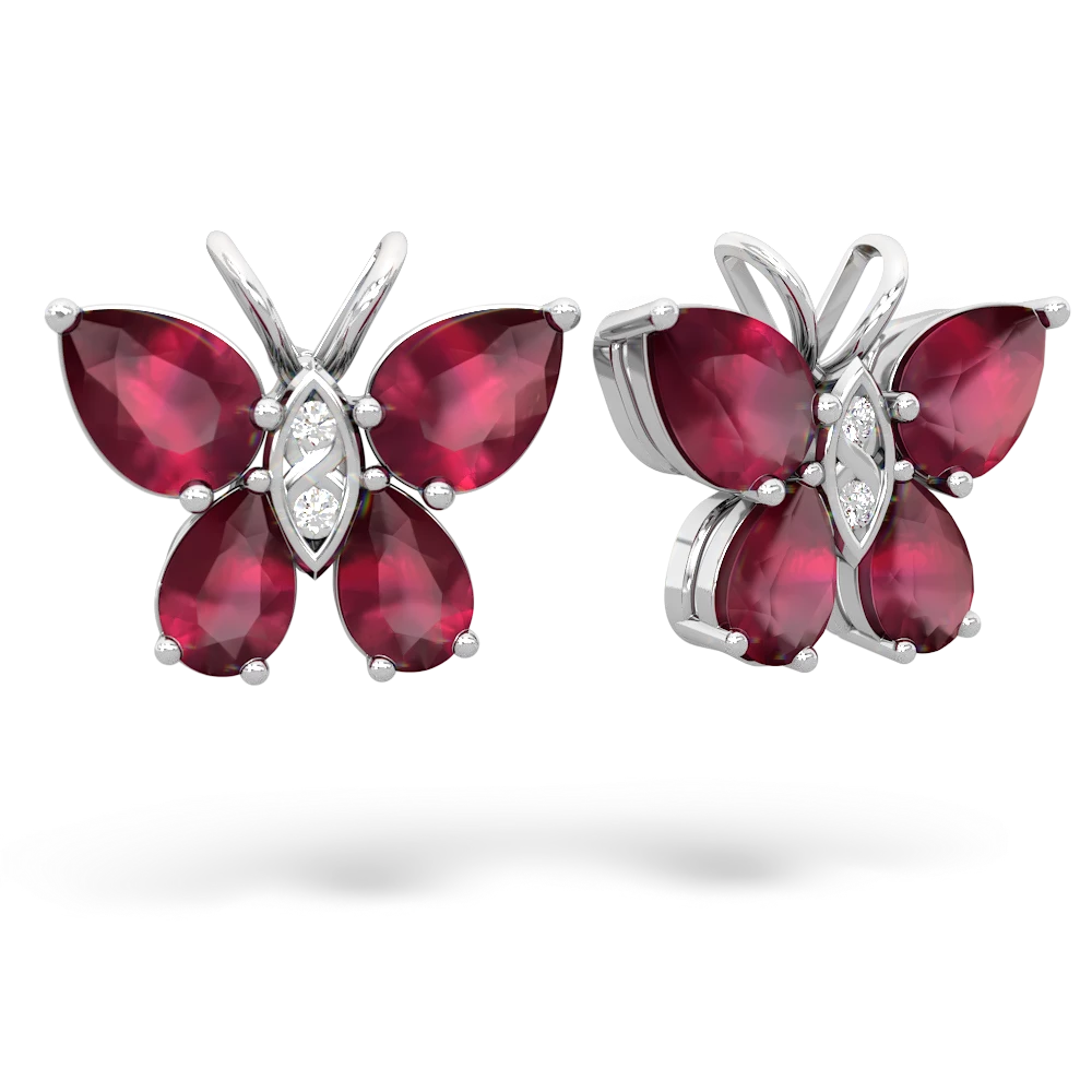 Ruby Butterfly 14K White Gold earrings E2215