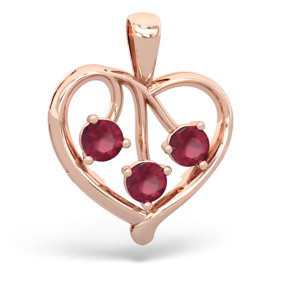 Pink Tourmaline Glowing Heart 14K Rose Gold pendant P2233