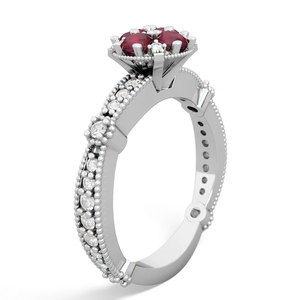 Ruby Sparkling Tiara Cluster 14K White Gold ring R26293RD