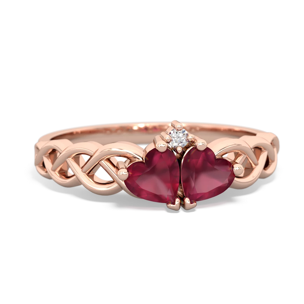 Ruby Heart To Heart Braid 14K Rose Gold ring R5870