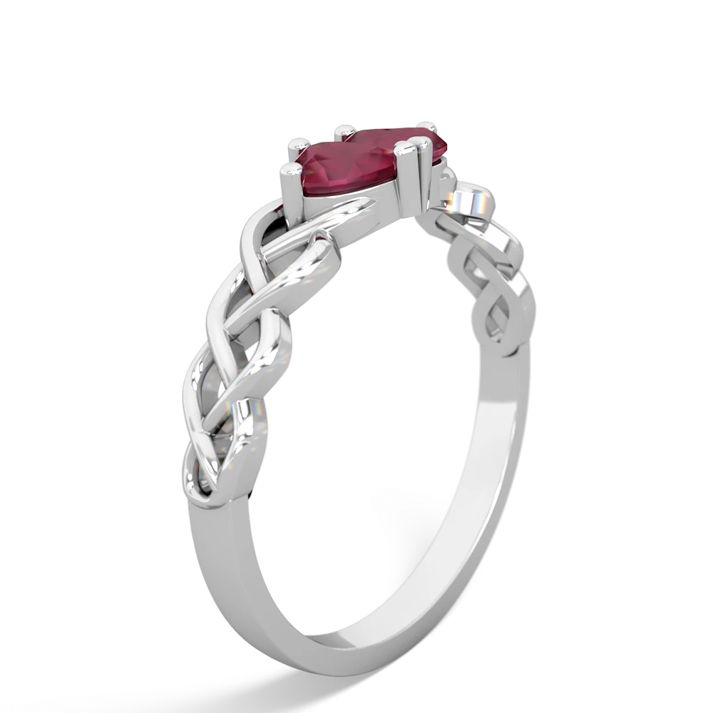 Ruby Heart To Heart Braid 14K White Gold ring R5870