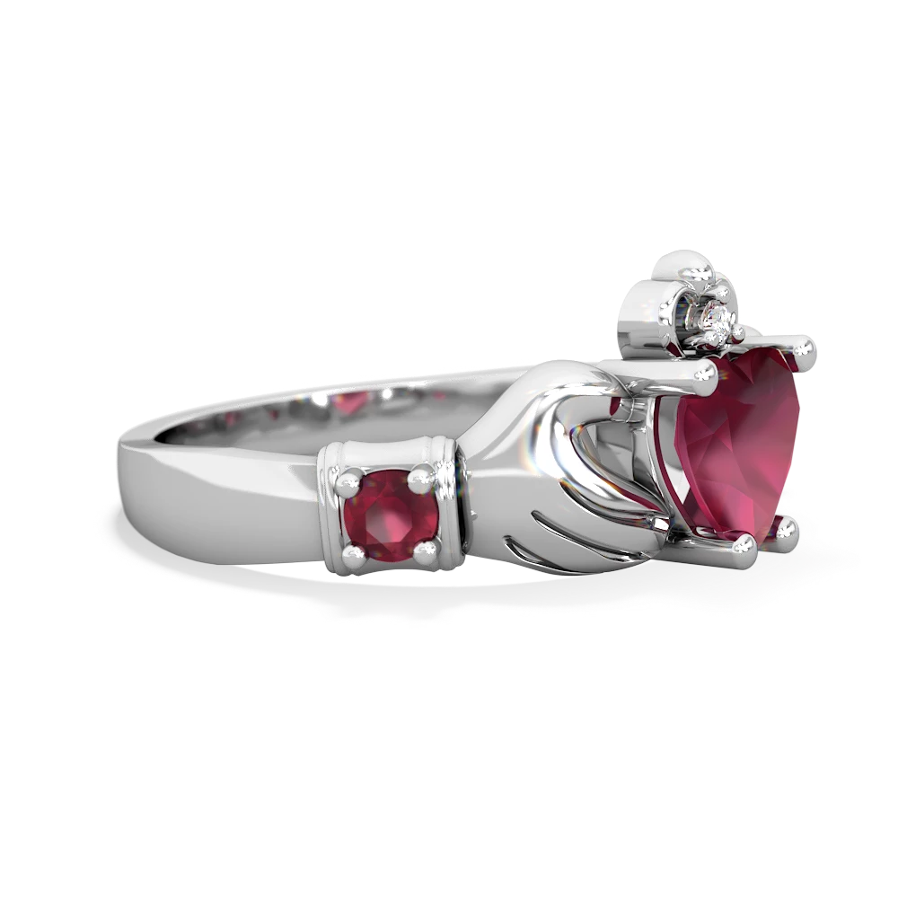 Pink Tourmaline Claddagh Keepsake 14K White Gold ring R5245