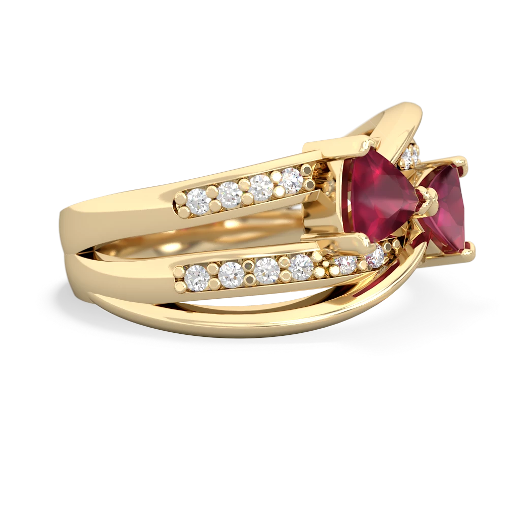 Ruby Bowtie 14K Yellow Gold ring R2360