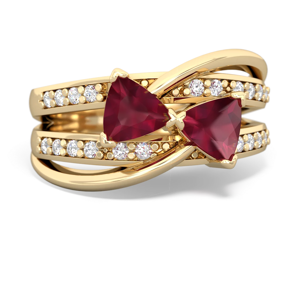 Ruby Bowtie 14K Yellow Gold ring R2360