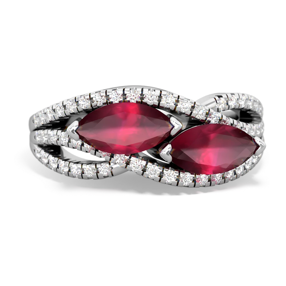 Ruby Diamond Rivers 14K White Gold ring R3070