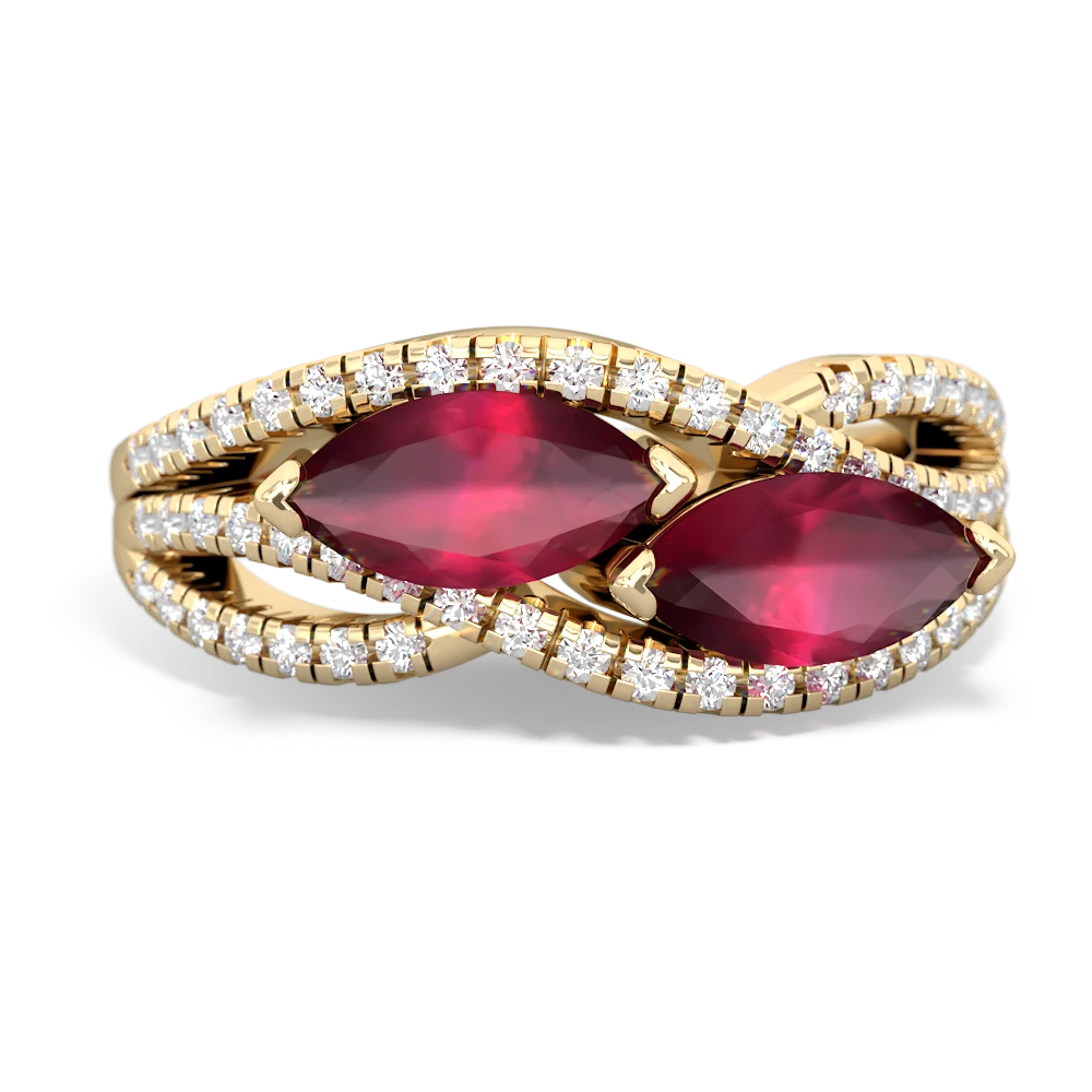 Ruby Diamond Rivers 14K Yellow Gold ring R3070