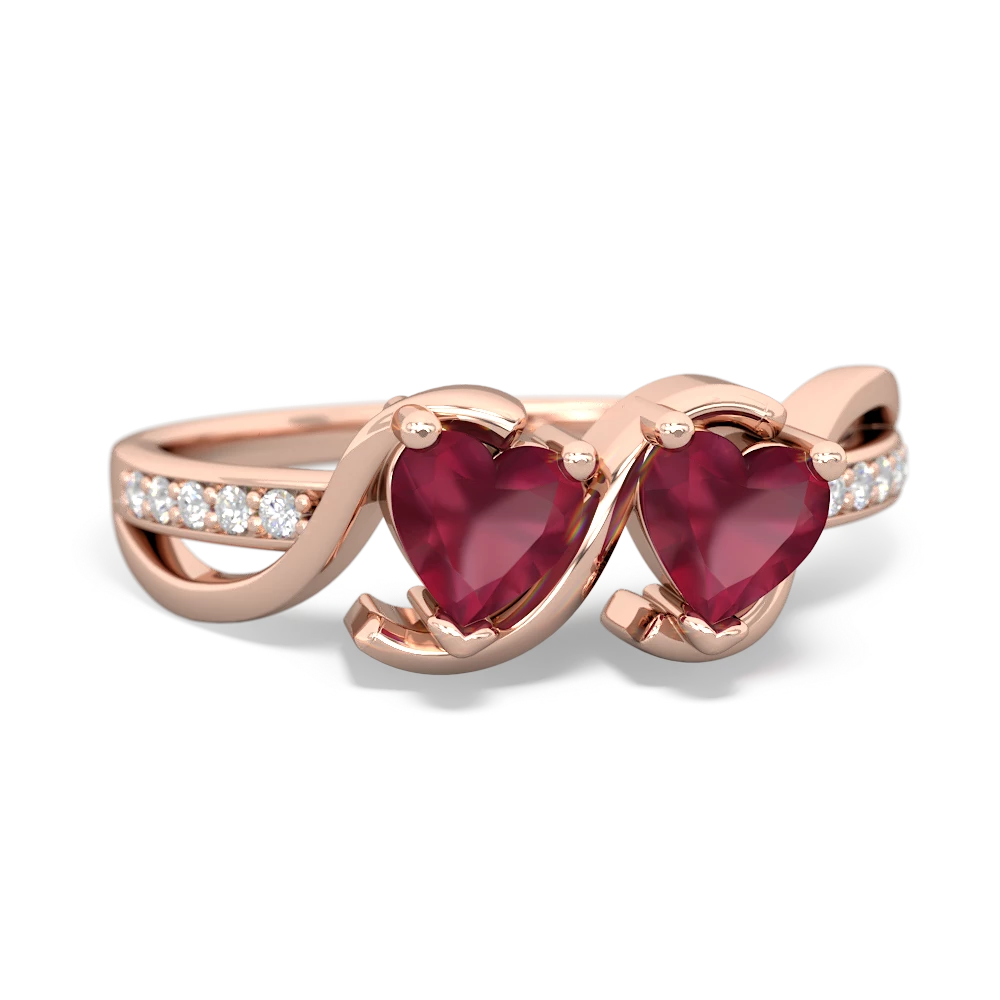 Ruby Side By Side 14K Rose Gold ring R3090