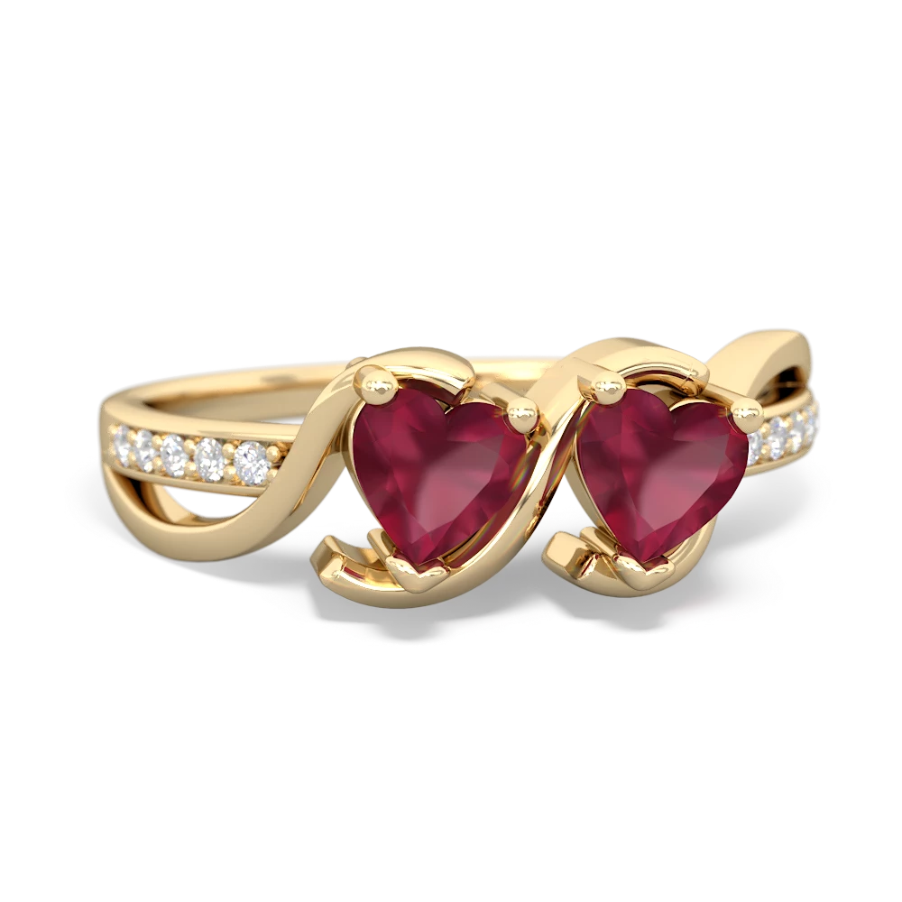 Ruby Side By Side 14K Yellow Gold ring R3090