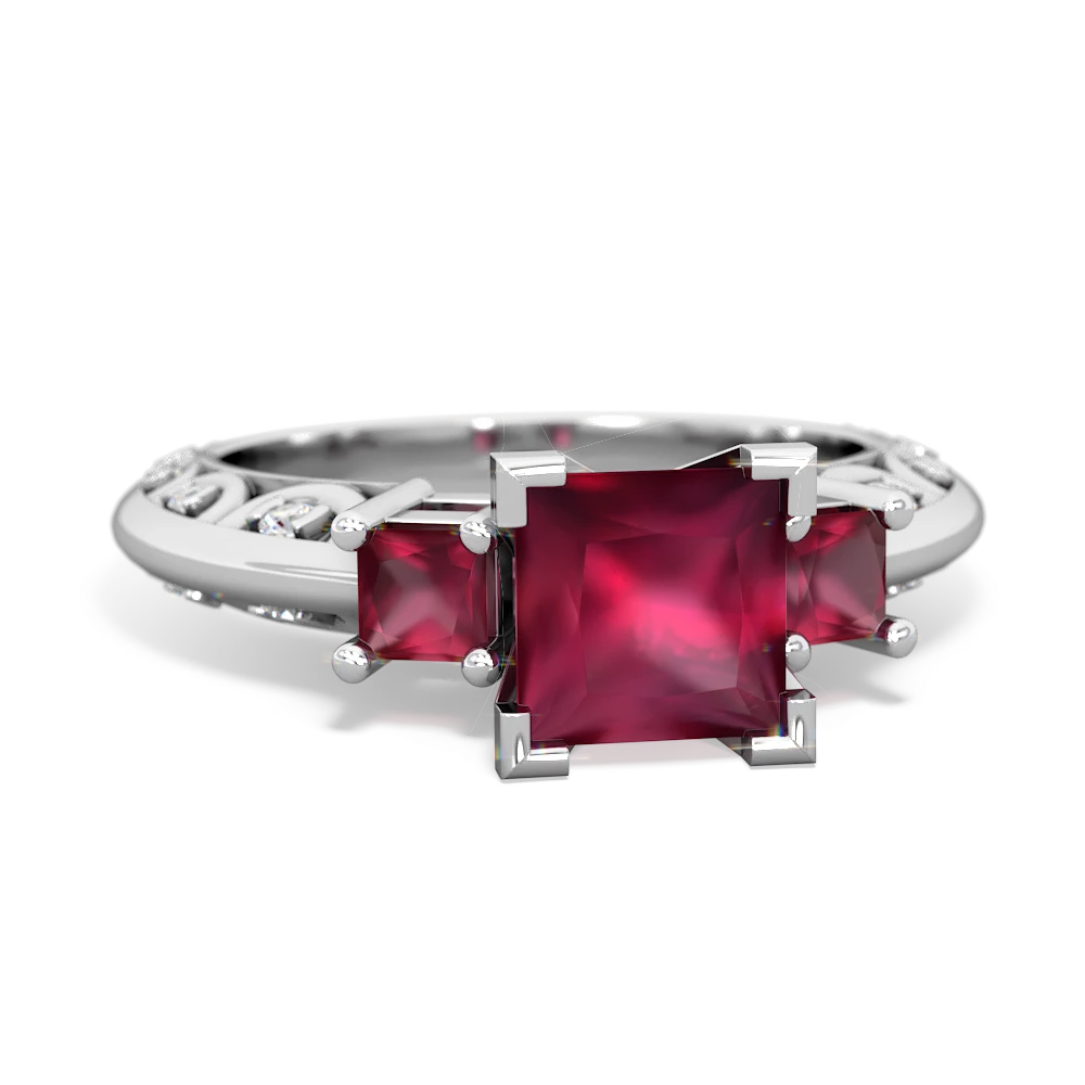 Garnet Eternal Embrace Engagement 14K White Gold ring C2001