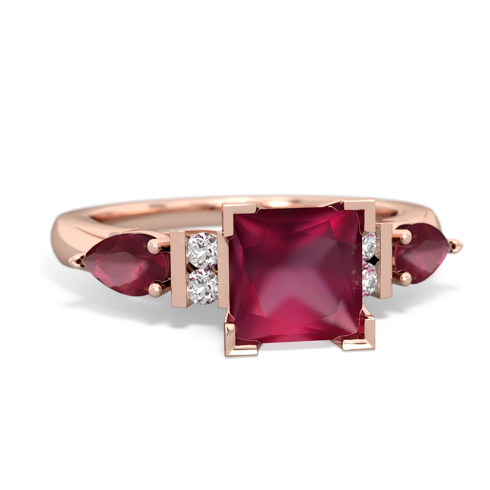 Garnet 6Mm Princess Eternal Embrace Engagement 14K Rose Gold ring C2002