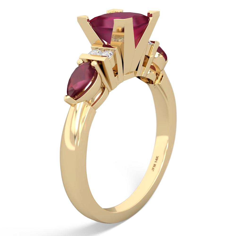 Pink Tourmaline 6Mm Princess Eternal Embrace Engagement 14K Yellow Gold ring C2002