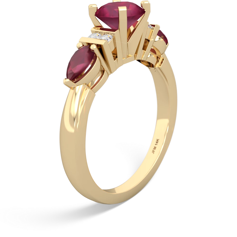 Amethyst 6Mm Round Eternal Embrace Engagement 14K Yellow Gold ring R2005