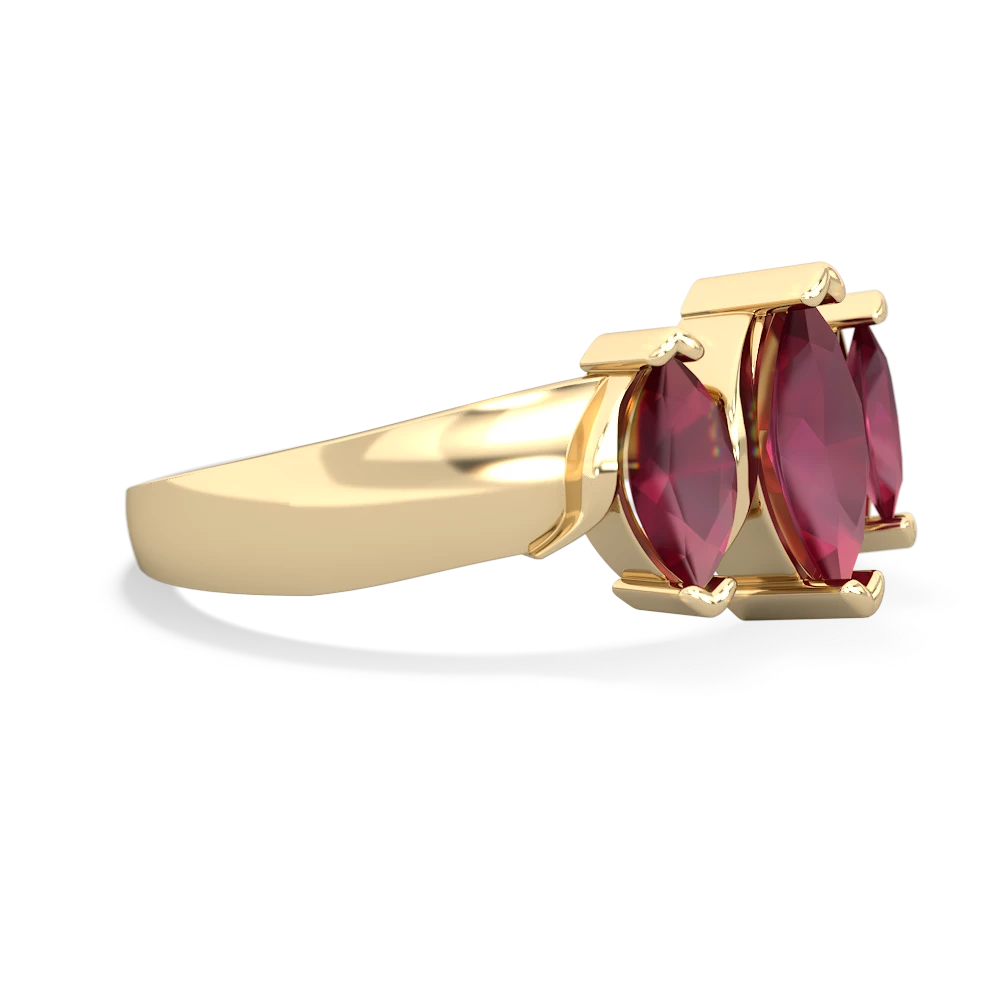 Lab Pink Sapphire Three Peeks 14K Yellow Gold ring R2433