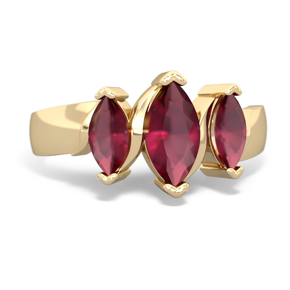 Lab Pink Sapphire Three Peeks 14K Yellow Gold ring R2433