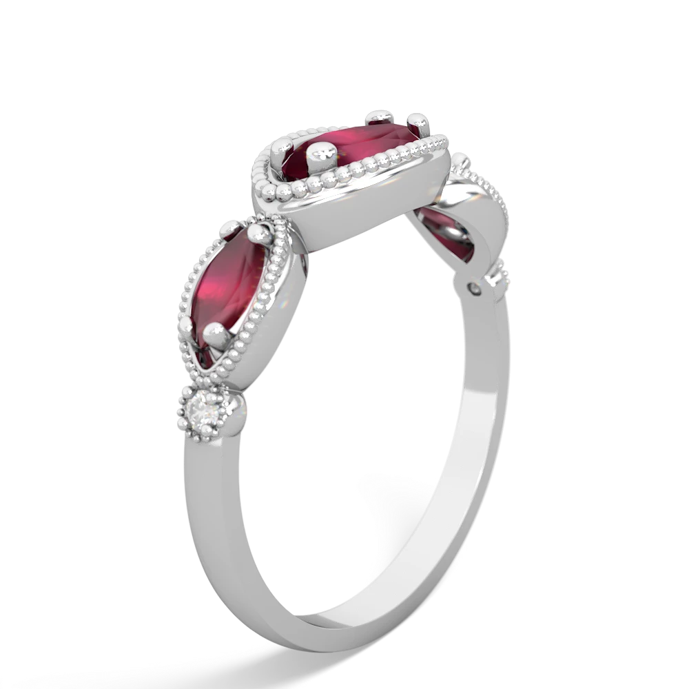 Lab Pink Sapphire Milgrain Marquise 14K White Gold ring R5700