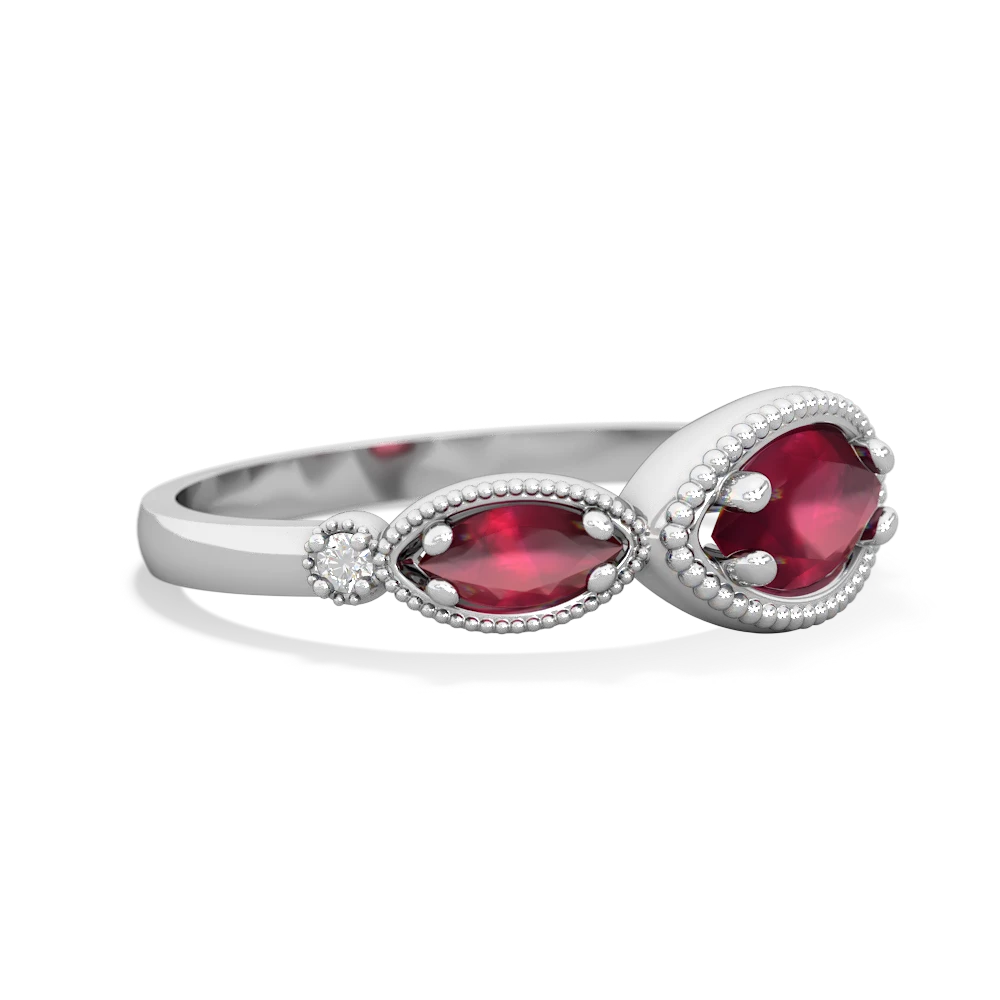 Ruby Milgrain Marquise 14K White Gold ring R5700